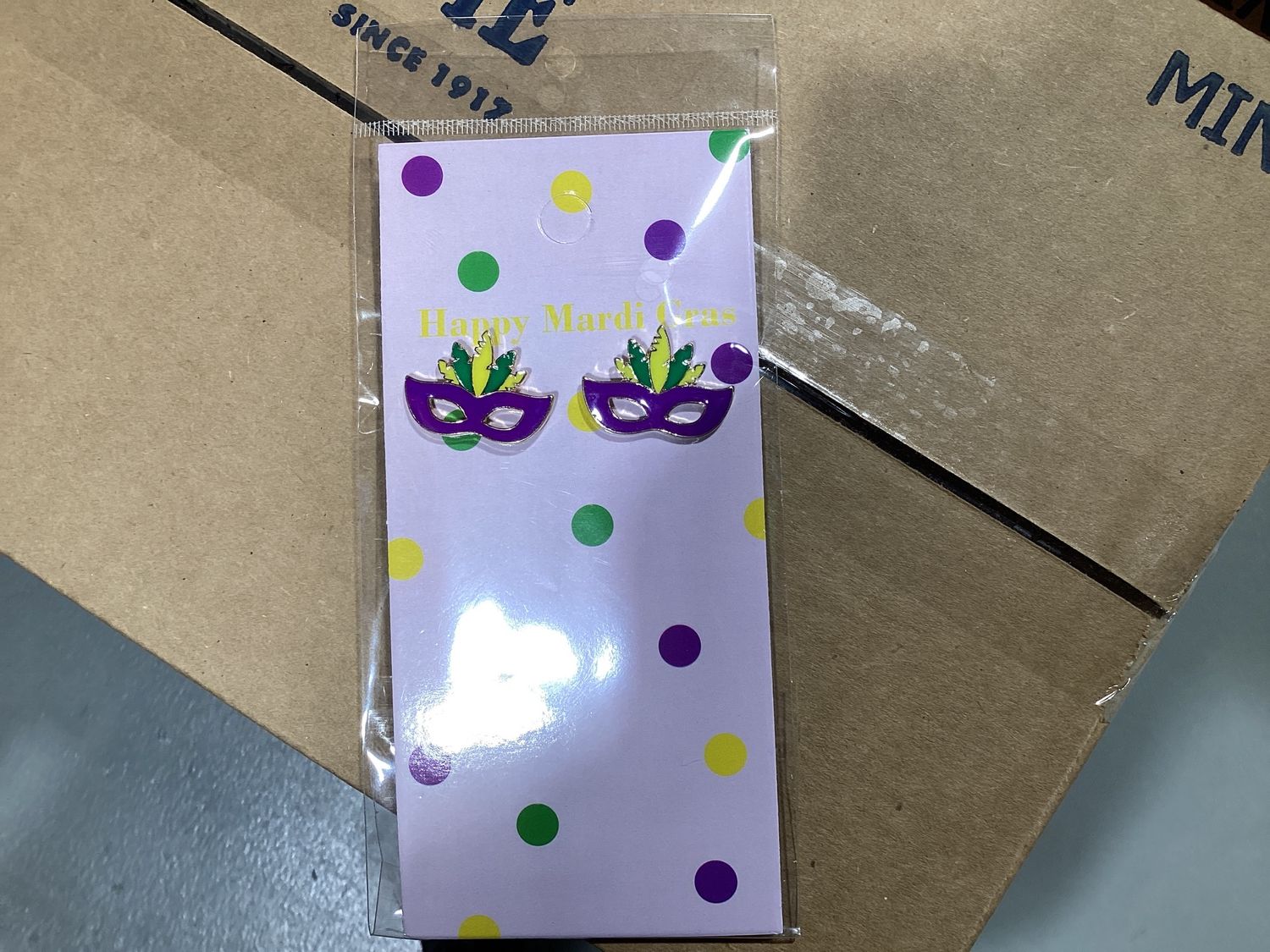 Mardi Gras Mask Enamel Stud Earrings (Pair)