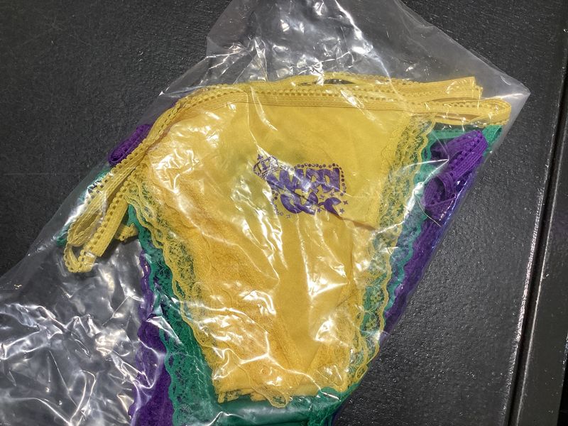 Mardi Gras Panties - Assorted Purple, Green, &amp; Yellow (Dozen)