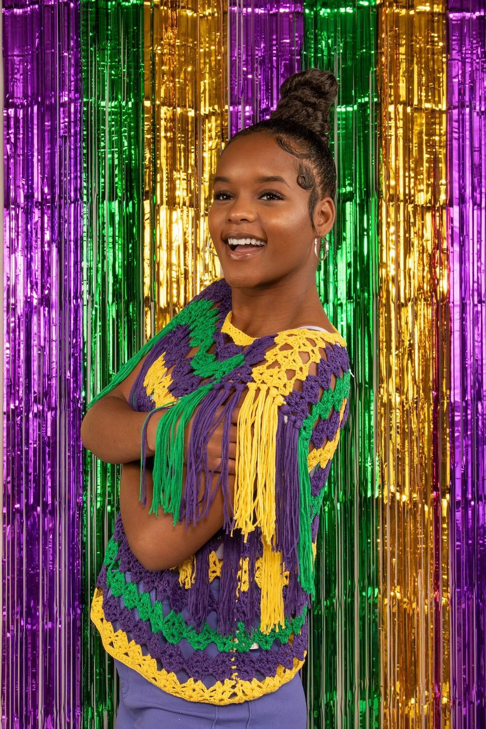 Mardi Gras Stripe Crochet Top - Small (Each)