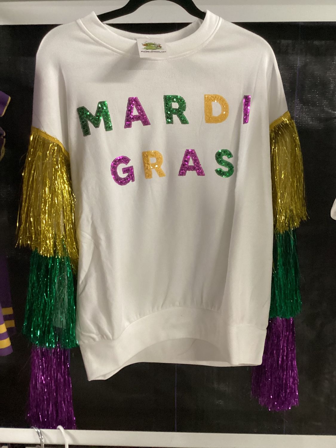 Mardi Gras Sequin Tiered Tinsel Long Sleeve Pullover - Large (Each)