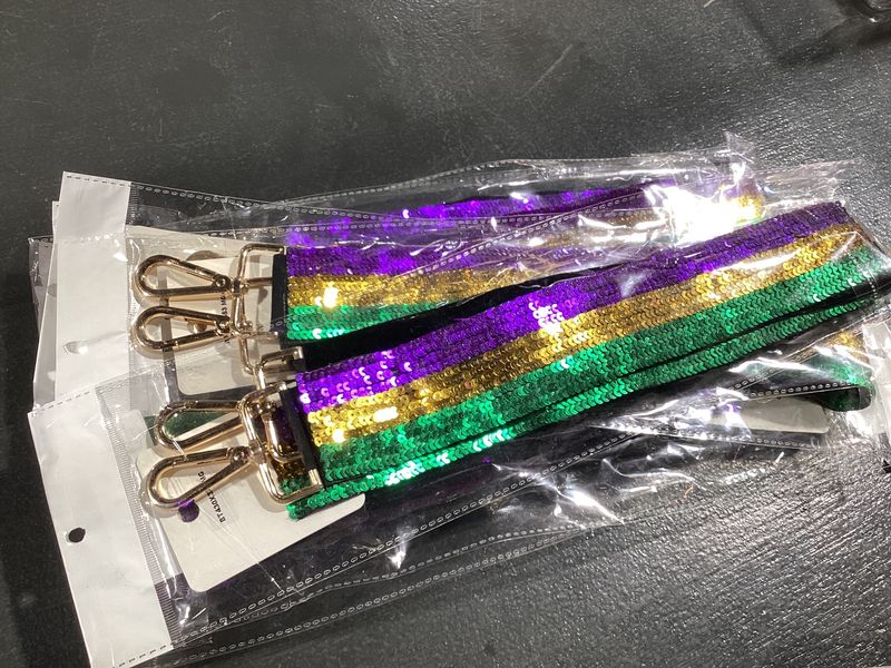 Mardi Gras Striped Sequin Bag Strap (Each)
