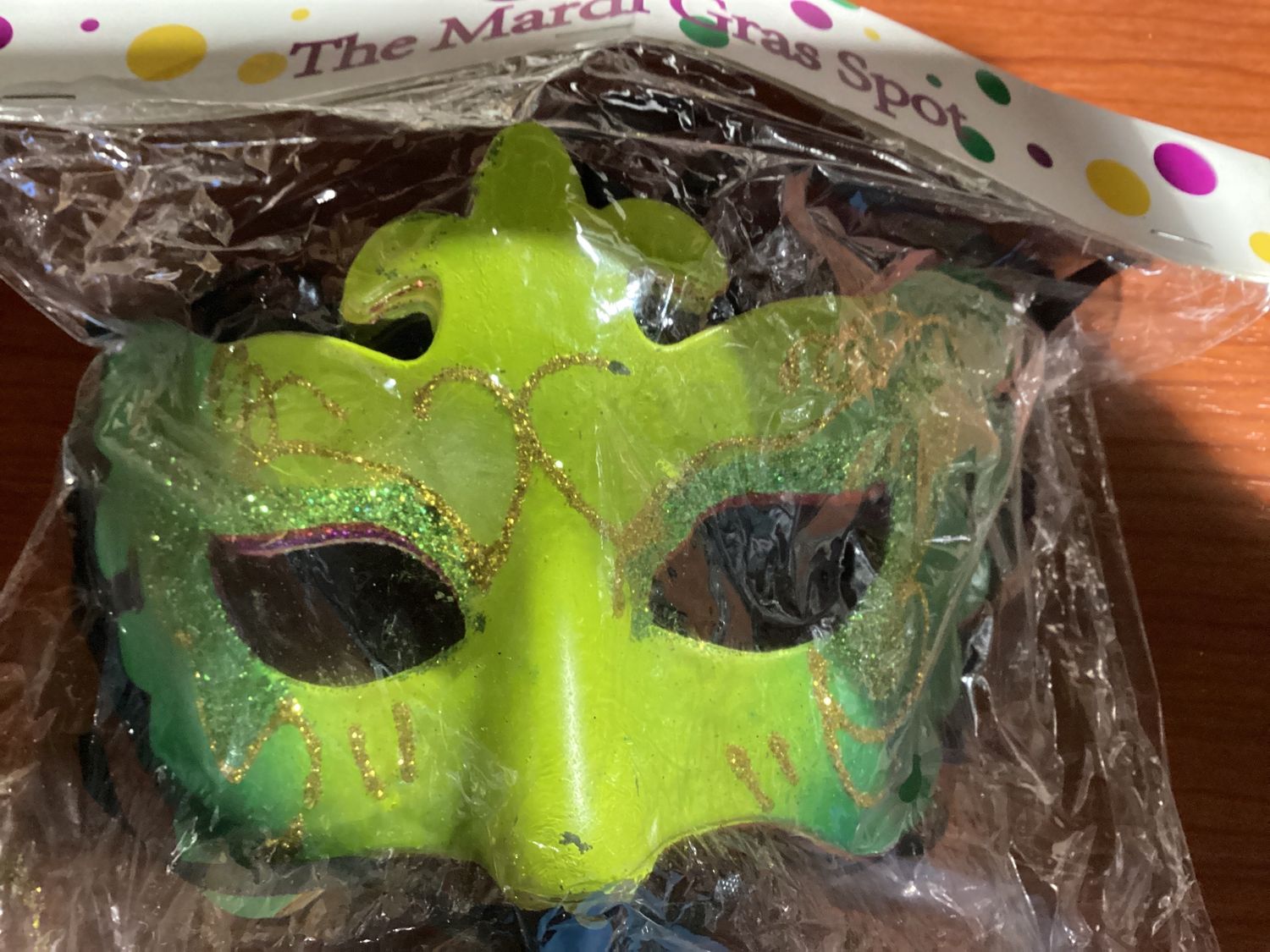 Masquerade Mask with Fleur de Lis and Glittered Accents and Ribbon Tie - Assorted Colors (Pack of 6)