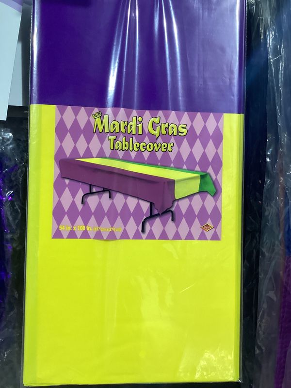 Mardi Gras Table Cover - Purple, Green and Yellow 54" x 108" (Each)