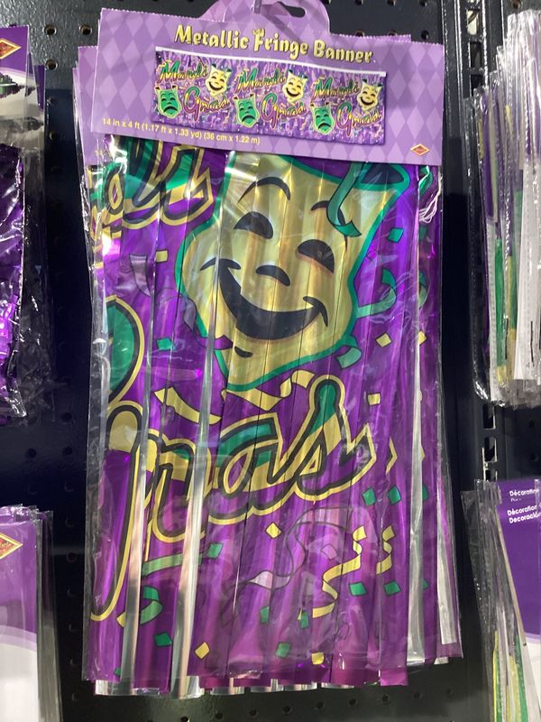 Metallic Mardi Gras Fringe Banner 14" x 4' (Each)