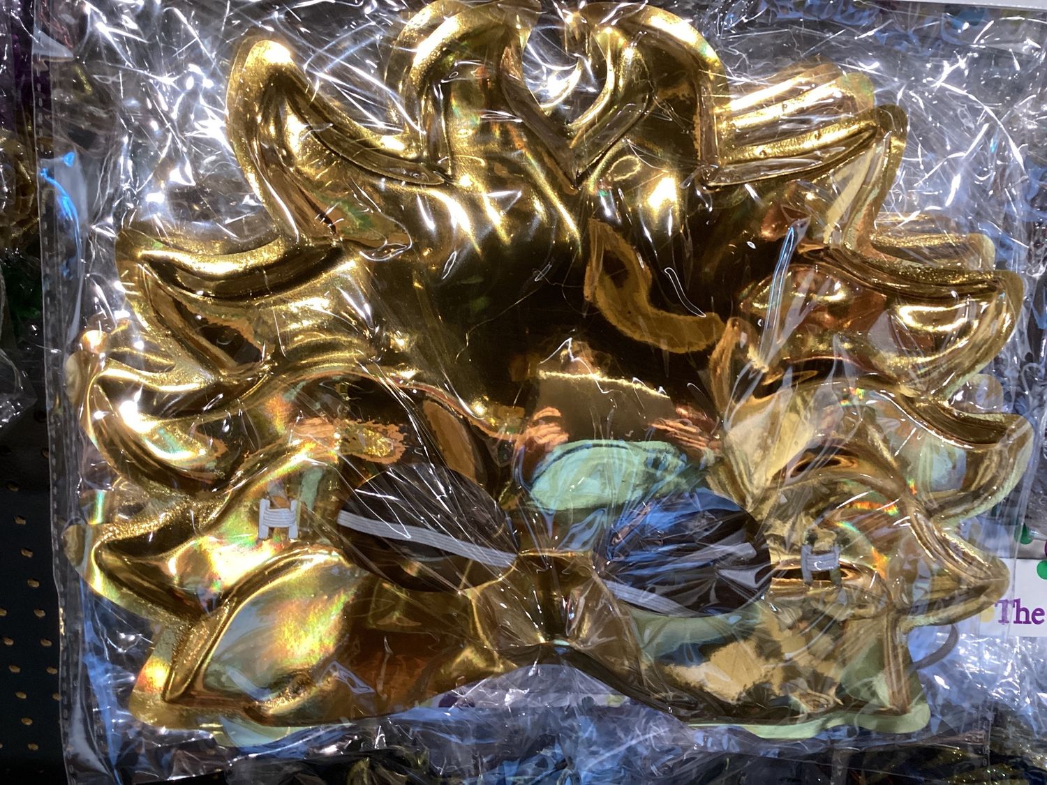 Metallic Gold Masquerade Mask with Elastic Band (Each)