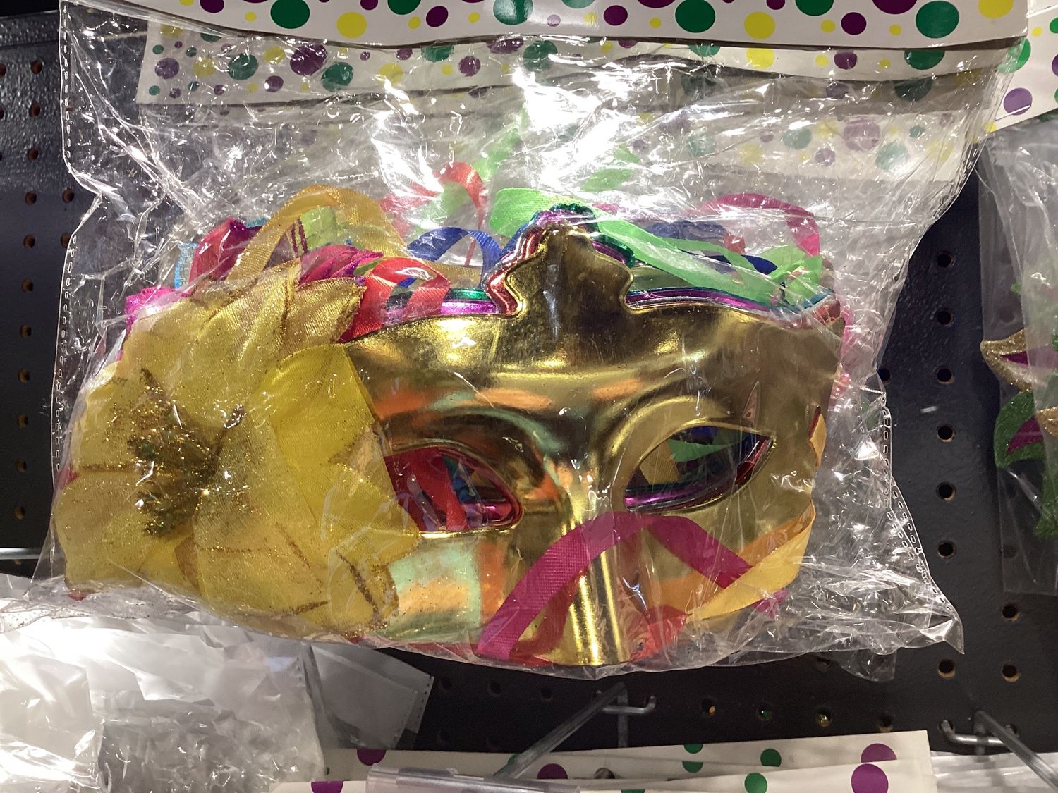 Metallic Mask with Flower and Ribbon Tie - Assorted Colors (Pack of 6)