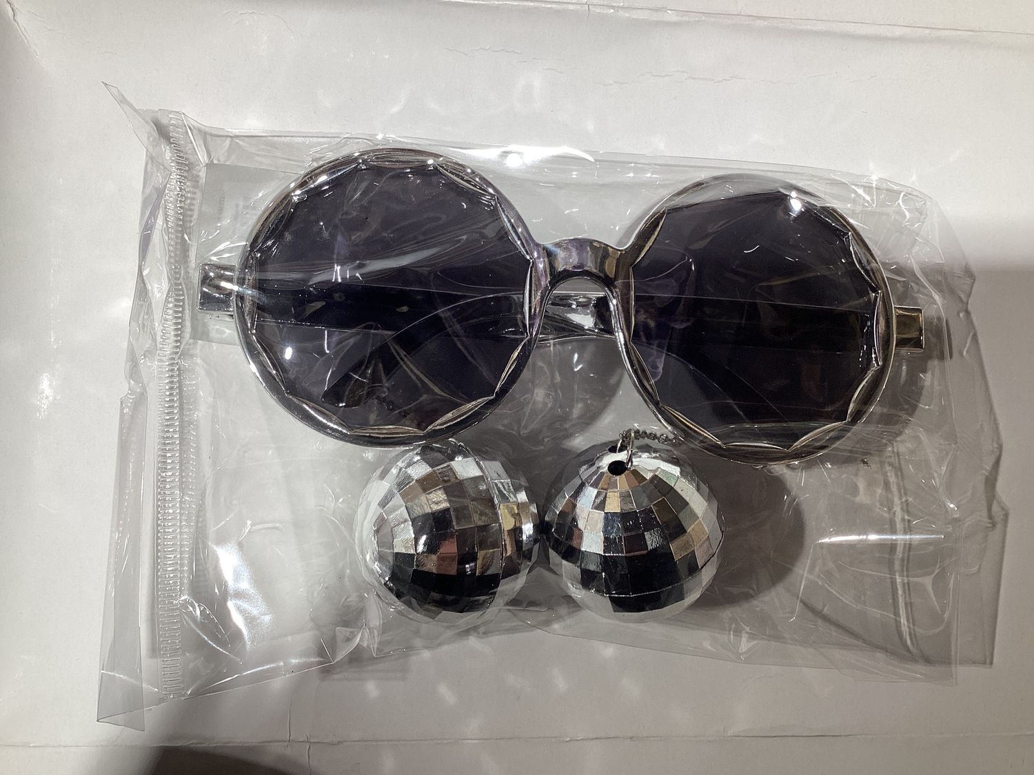 Metallic Silver Disco Balls Sunglasses (Each)