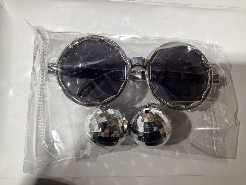 Metallic Silver Disco Balls Sunglasses (Each)
