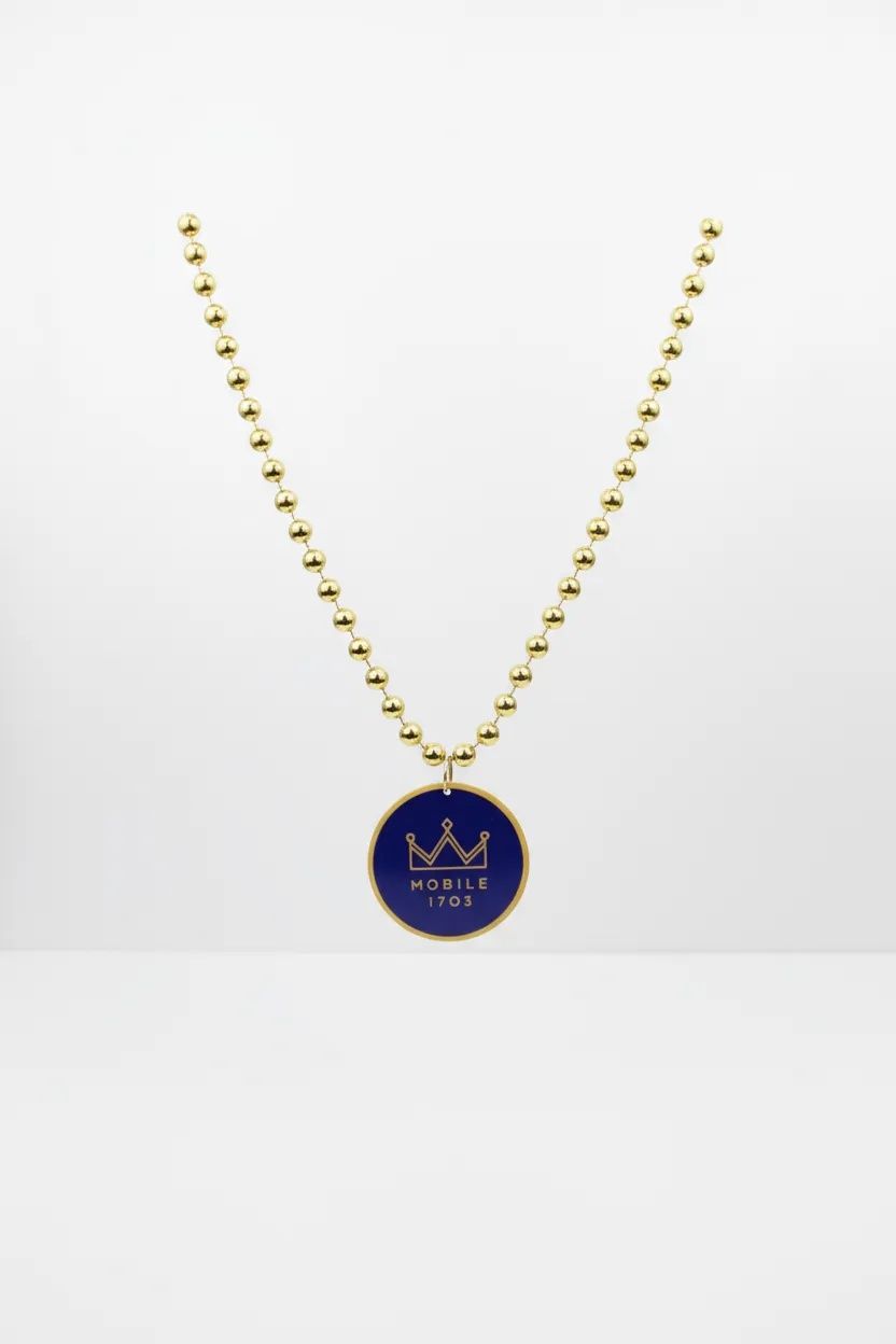 Mobile Mardi Gras Medallion - Double Sided Emblem Beads single