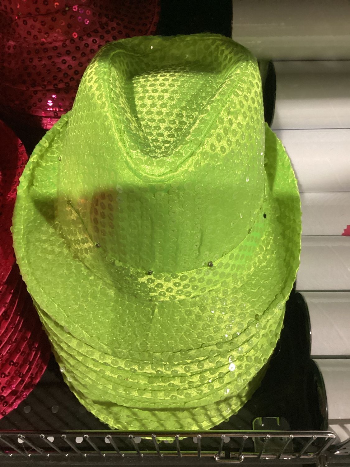 Neon Yellow LED Fedora with 14 White Lights (Each)