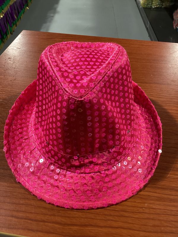 Neon Pink LED Fedora with 14 White Lights (Each)
