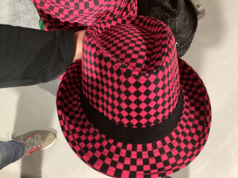 Pink and Black Houndstooth Fedora (Each)