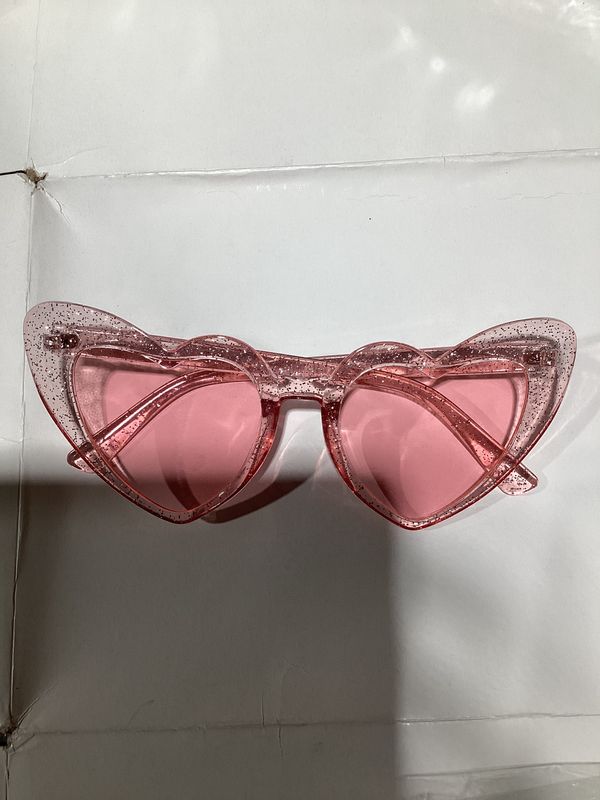 Pink Heart Shaped Glitter Sunglasses (Each)