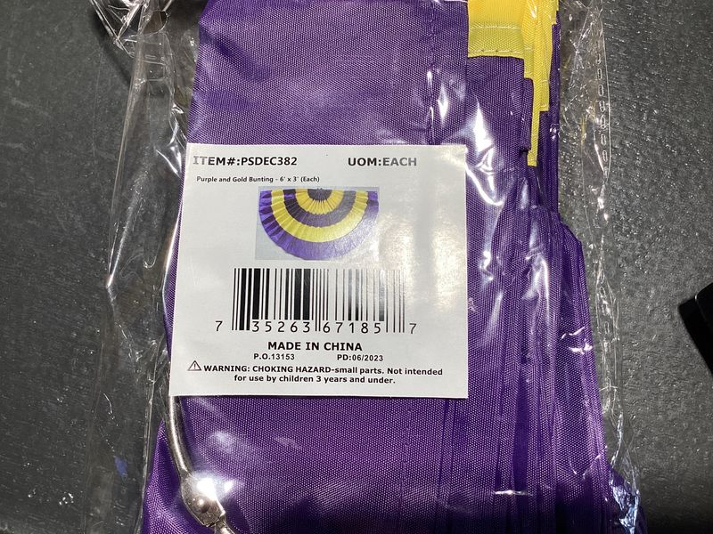 Purple and Gold Bunting - 6' x 3' (Each)