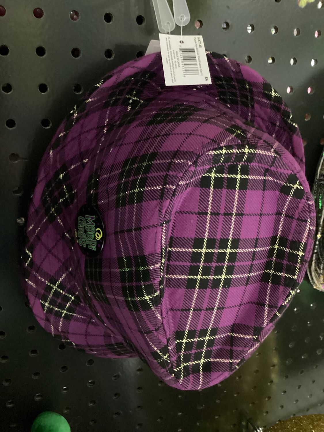 Purple 'Mardi Gras' Plaid Fedora (Each)