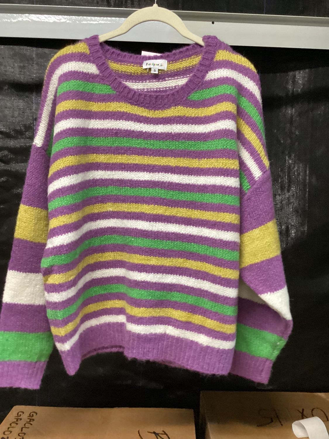 Purple Cozy Mardi Gras Striped Sweater - Medium (Each)