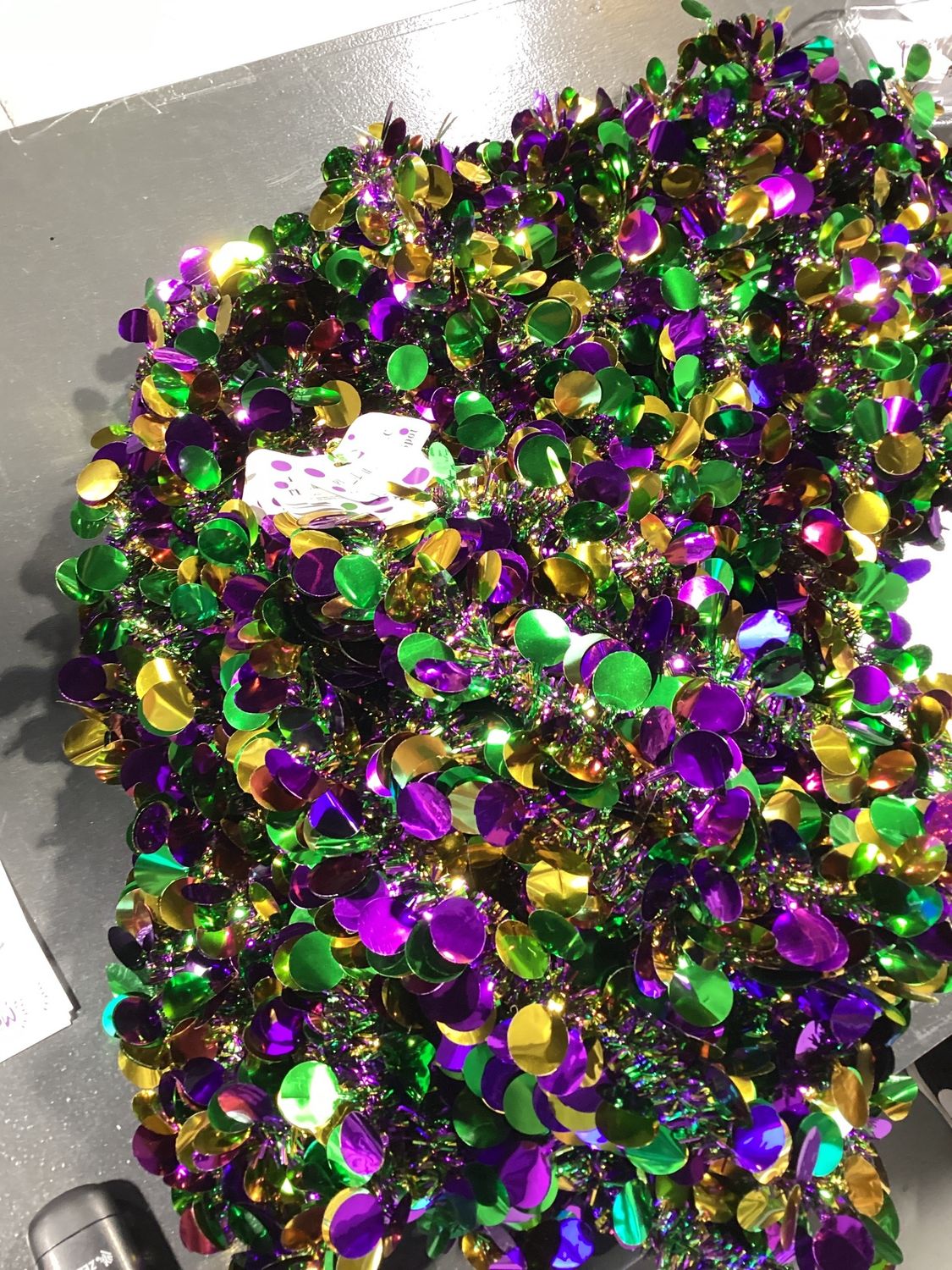 Purple Green and Gold Garland with Circles 9' (Each)