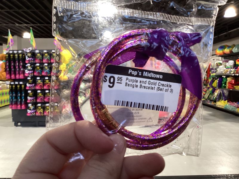 Purple and Gold Crackle Bangle Bracelet (Set of 3)