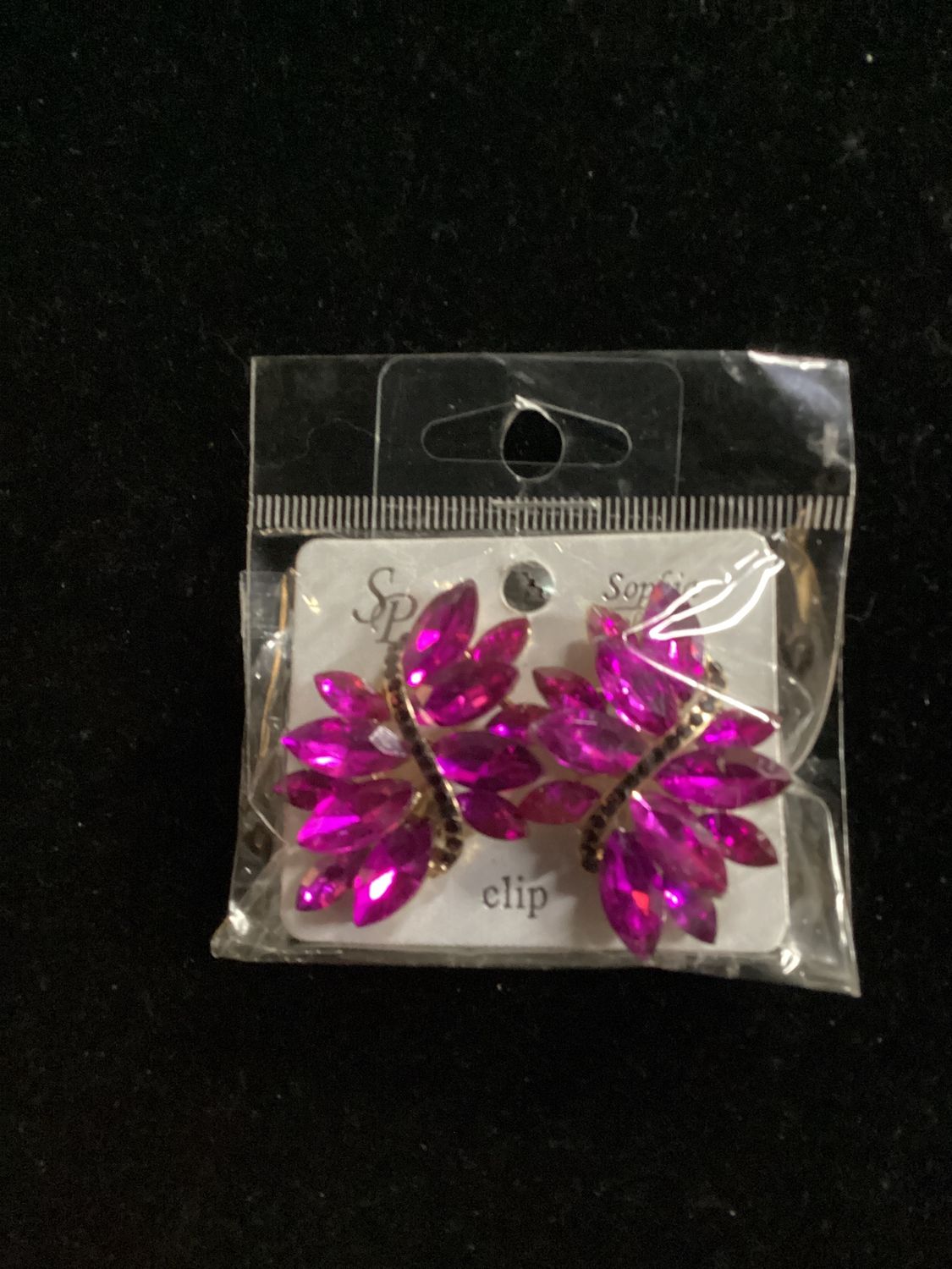 Purple Glass Stone Clip-on Earrings (Pair)