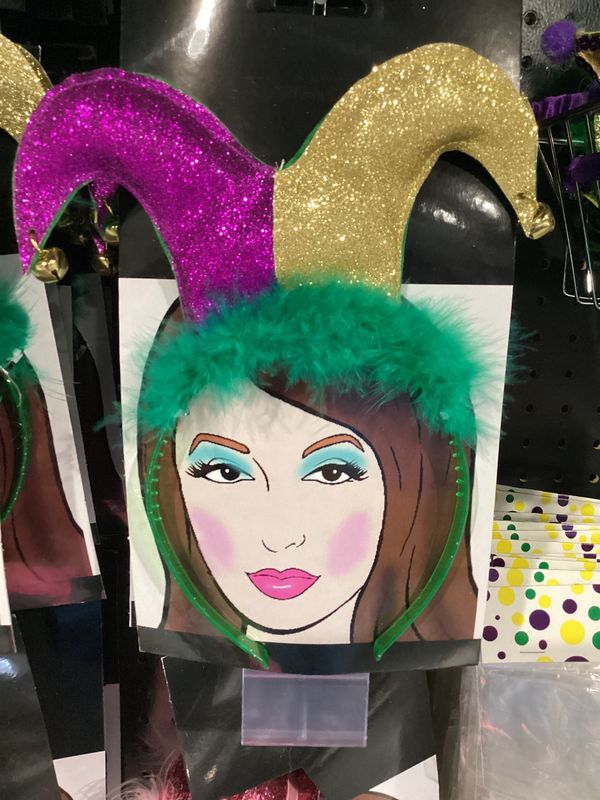 Purple and Gold Jester Head Bopper with Green Fur (Each)