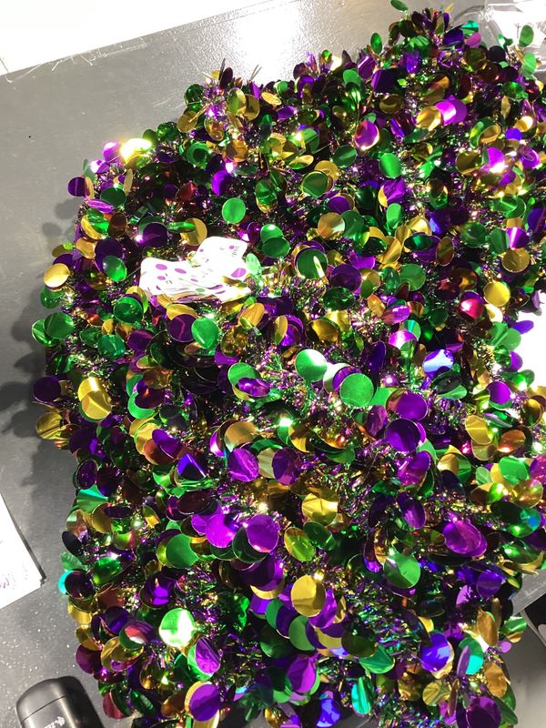 Purple Green and Gold Garland with Circles 9' (Each)