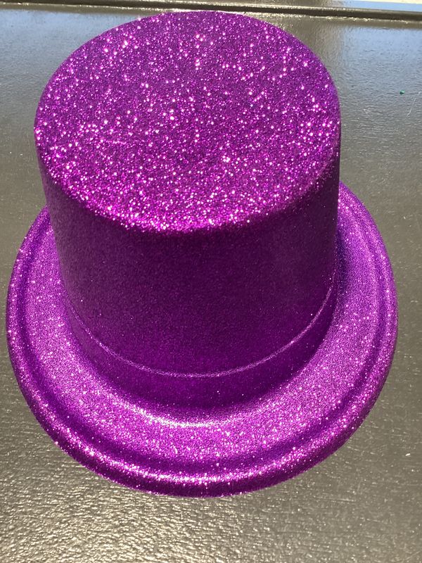 Purple Glittered Top Hat (Each)