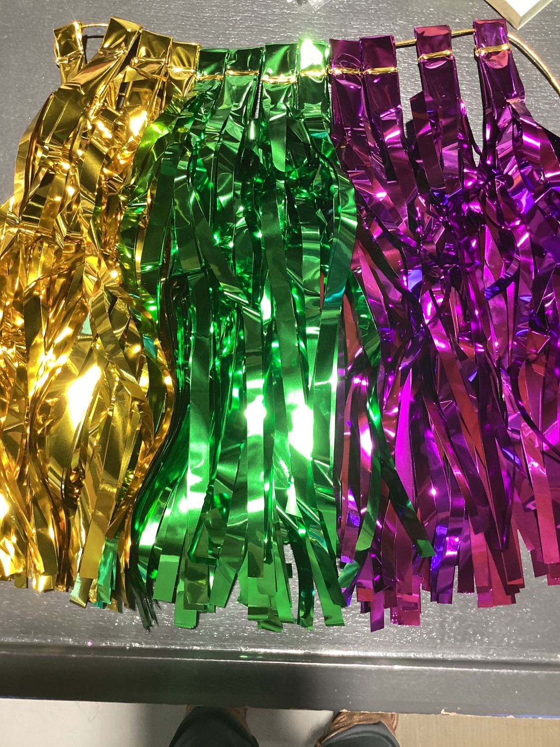 Purple Green and Gold Foil Garland with 10" Tassels 8' (Each)