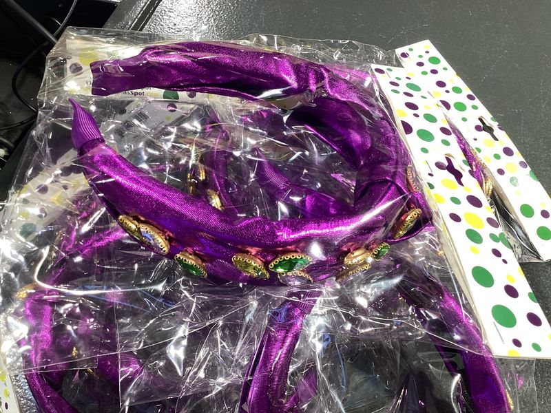 Purple Knot Headband with Lavender, Green, and Yellow Stones (Each)