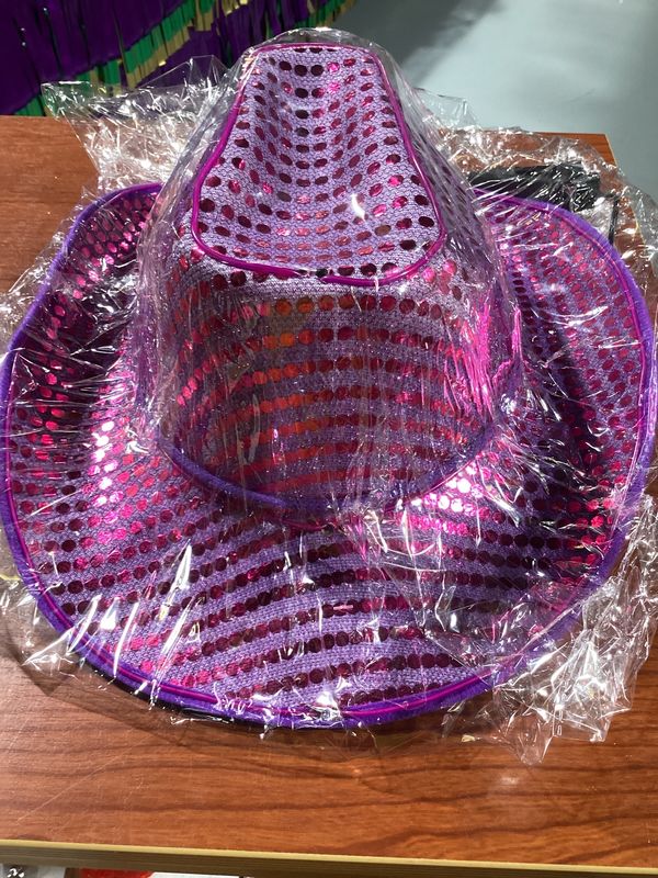 Purple Sequin LED EL Wire Cowboy Hat (Each)