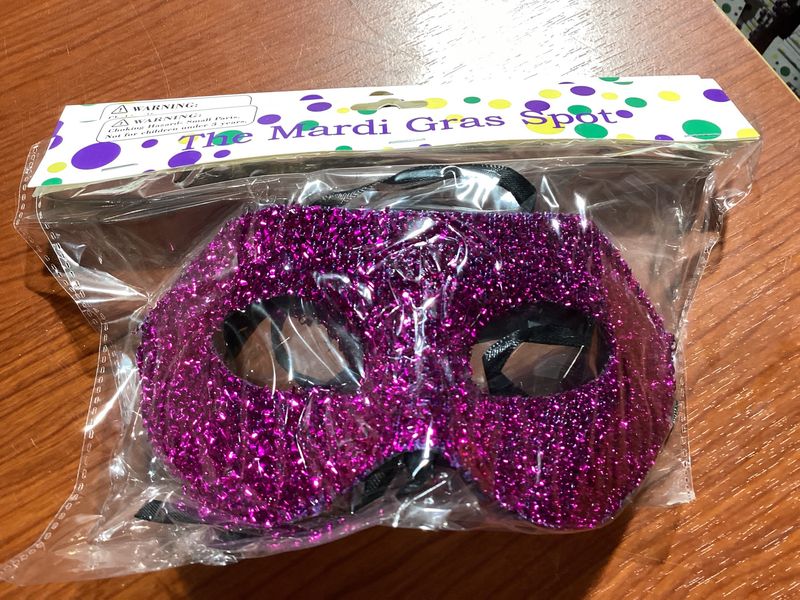 Purple Hard Plastic Crinkle Mask with Ribbon Tie (Each)