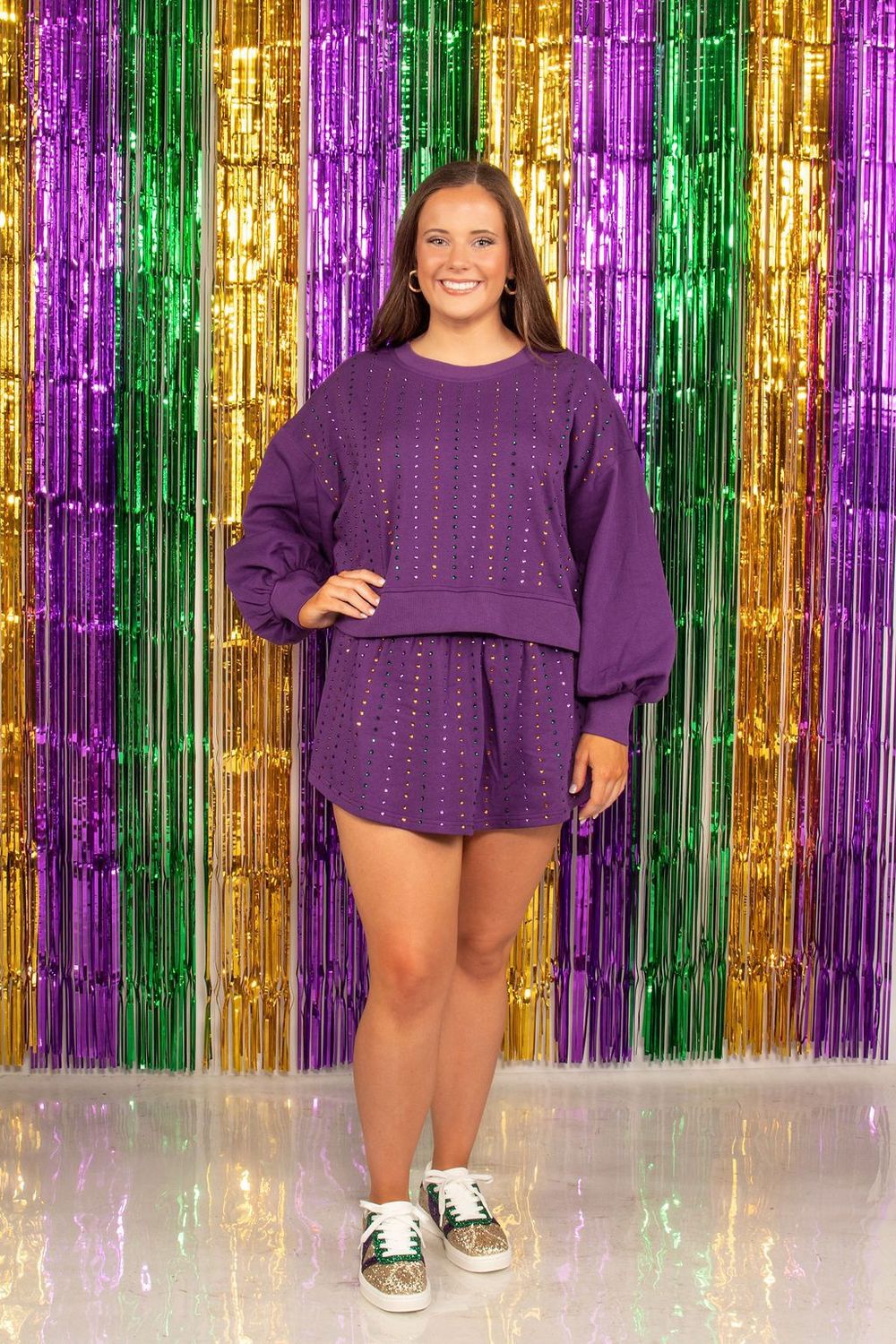 Purple Mardi Gras Rhinestone Skort - Large (Each)