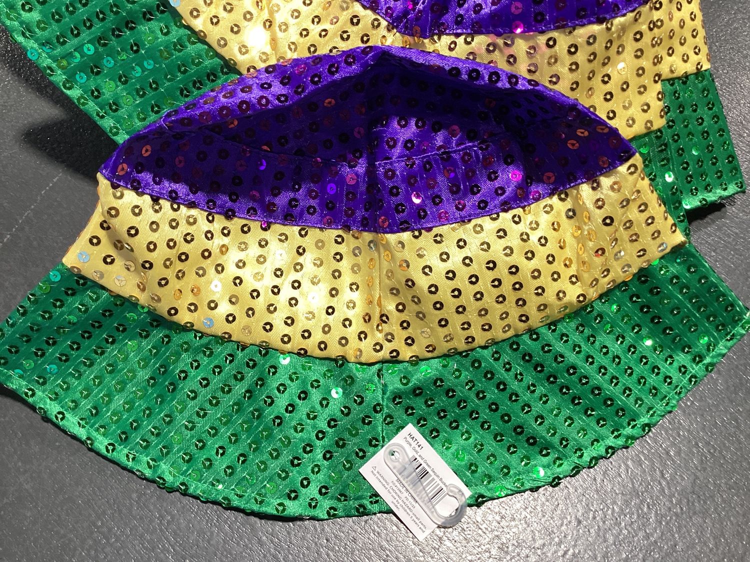 Purple, Gold, and Green Sequin Bucket Hat (Each)