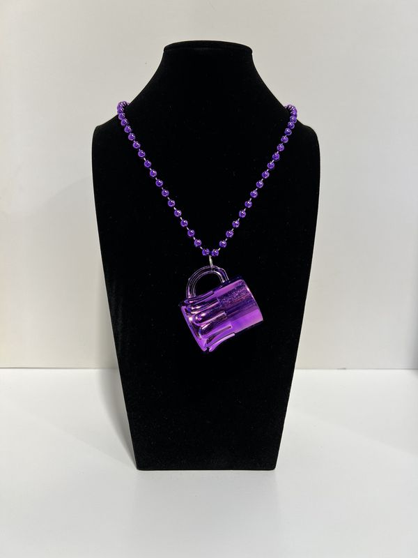 Purple, Green and Gold Assorted Beer Mug Necklace (Dozen)