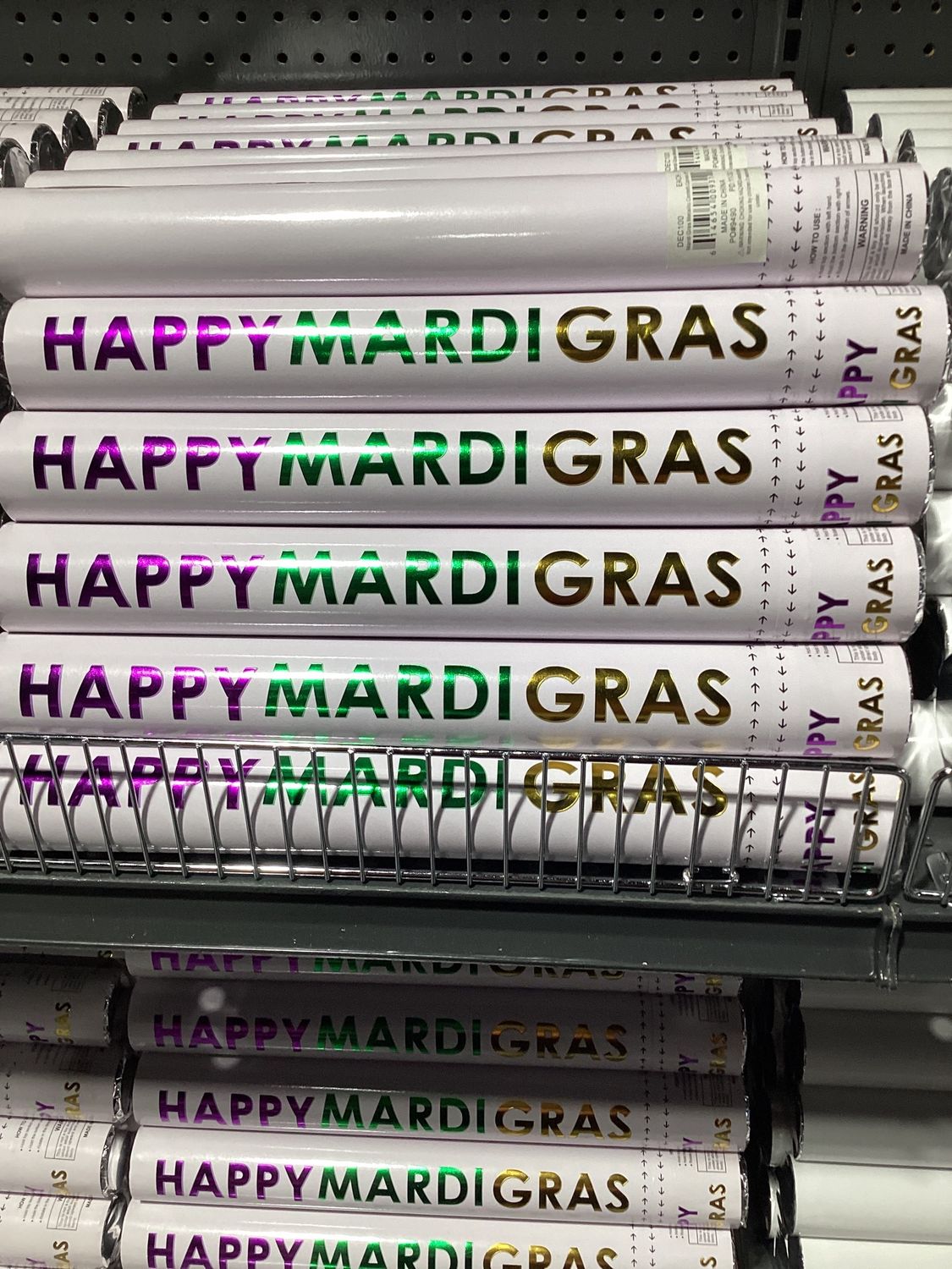 Purple, Green and Gold Mardi Gras Metallic Confetti Cannon 16" (Each)