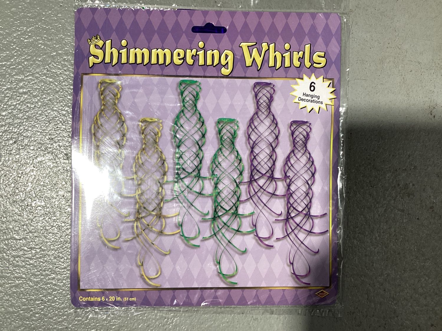 Purple, Green and Gold 20&quot; Shimmering Whirl (Pack of 6)