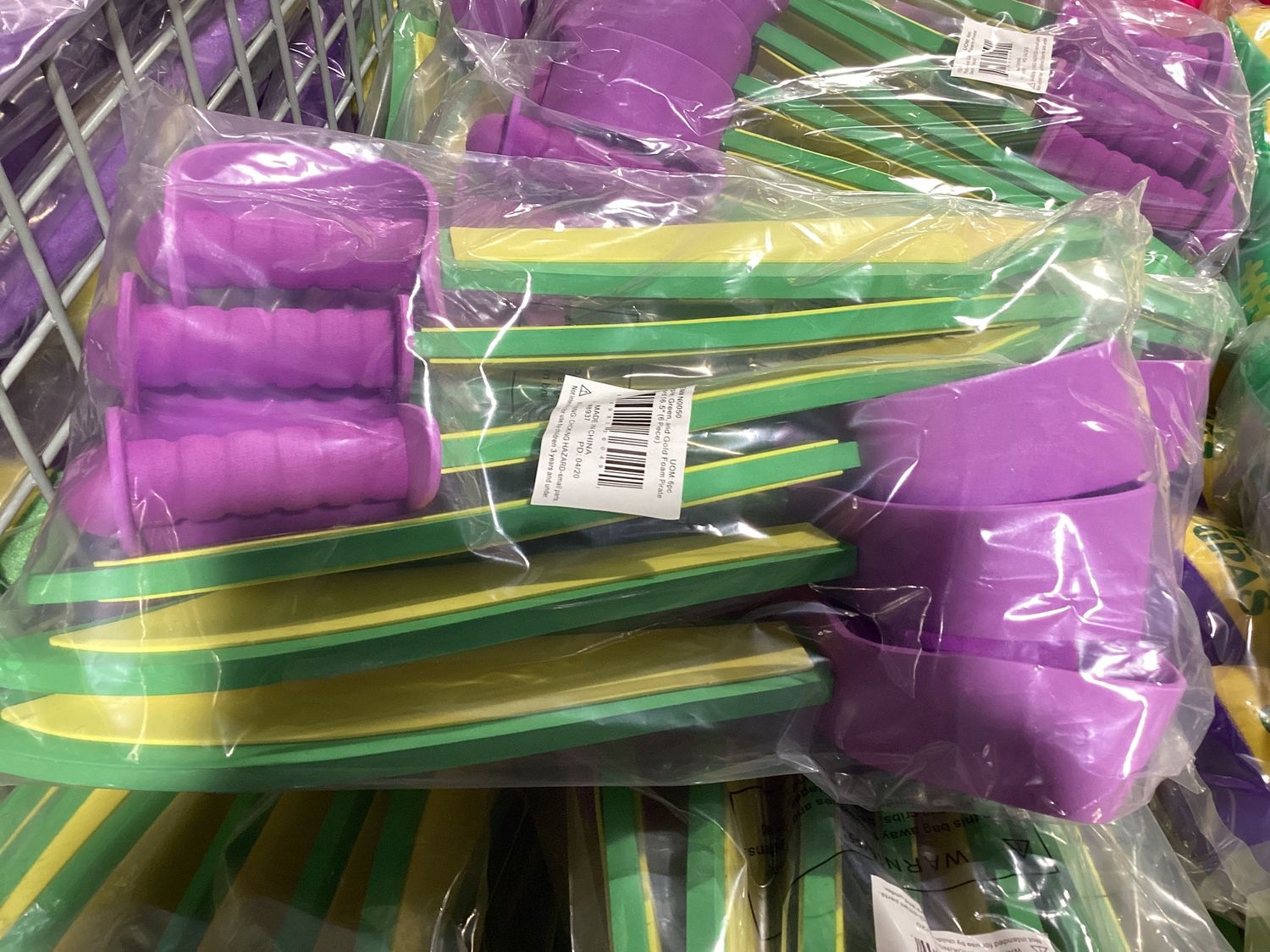Purple, Green and Gold Foam Pirate Sword 16.5" (Pack of 6)