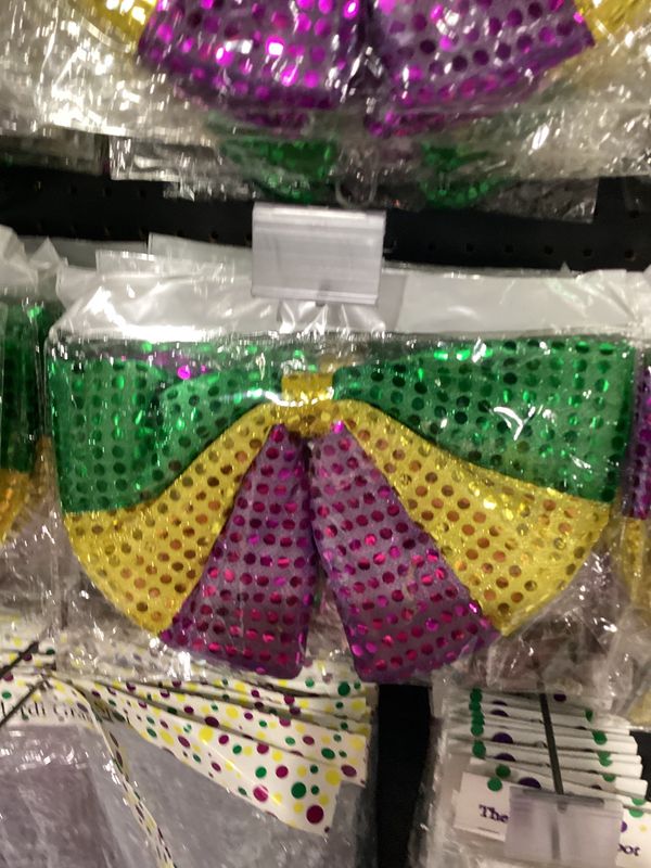 Purple, Green and Gold Jumbo Sequin Bow Tie 11" x 8" (Each)