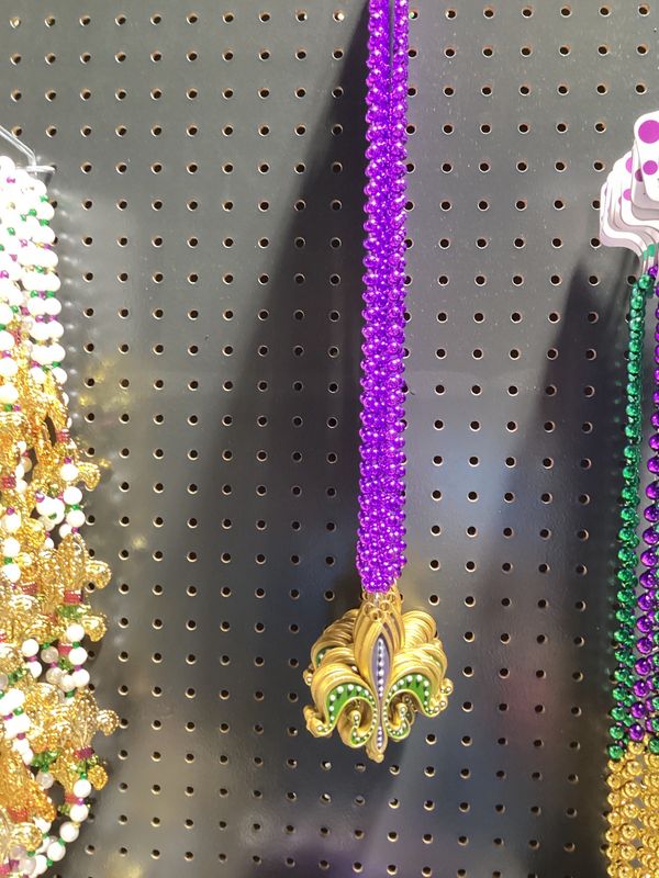 Purple, Green and Gold Fleur de Lis On Purple Necklace (Dozen)