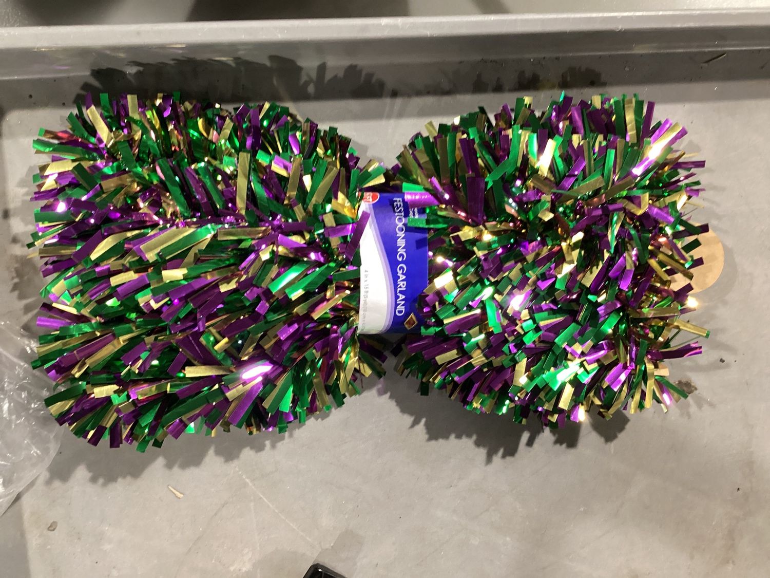 Purple, Green and Gold Fringe Gleam N Fest Festooning Garland - 6 Ply 15&#39; X 4&quot; (Each)