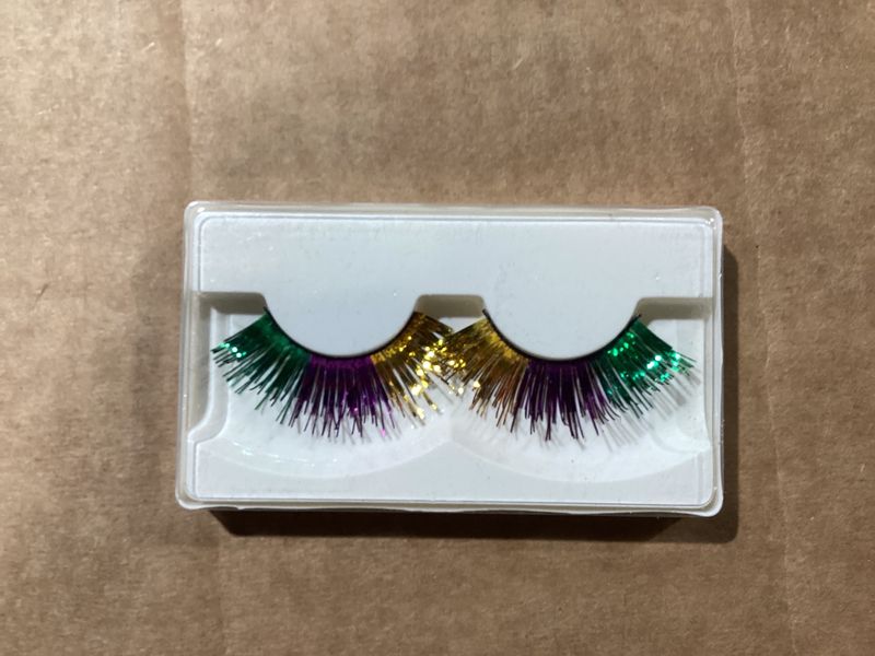 Purple, Green and Gold Mardi Gras Eyelashes (Pair)
