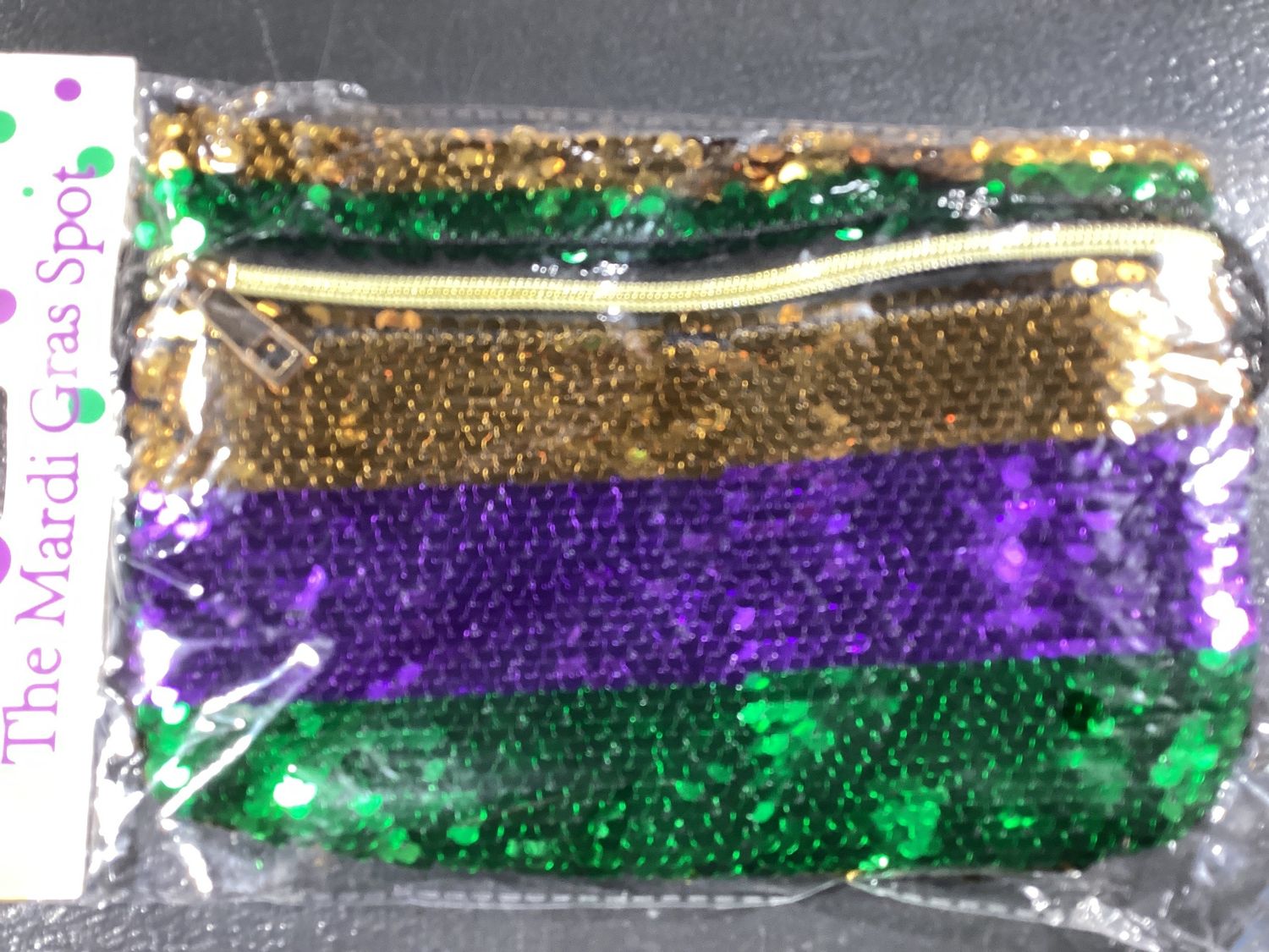 Purple, Green and Gold Stripe Sequin Fanny Pack (Each)