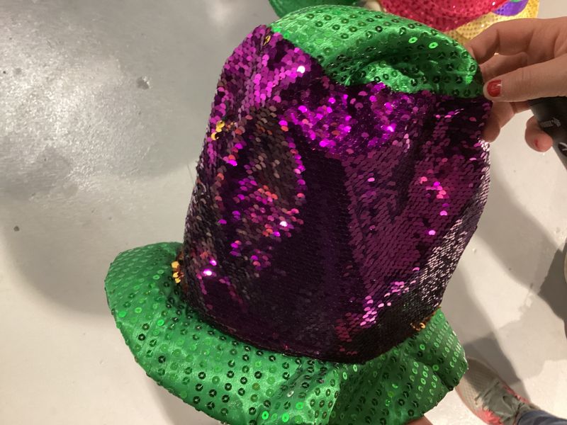 Purple, Green and Gold Sequin Top Hat (Each)