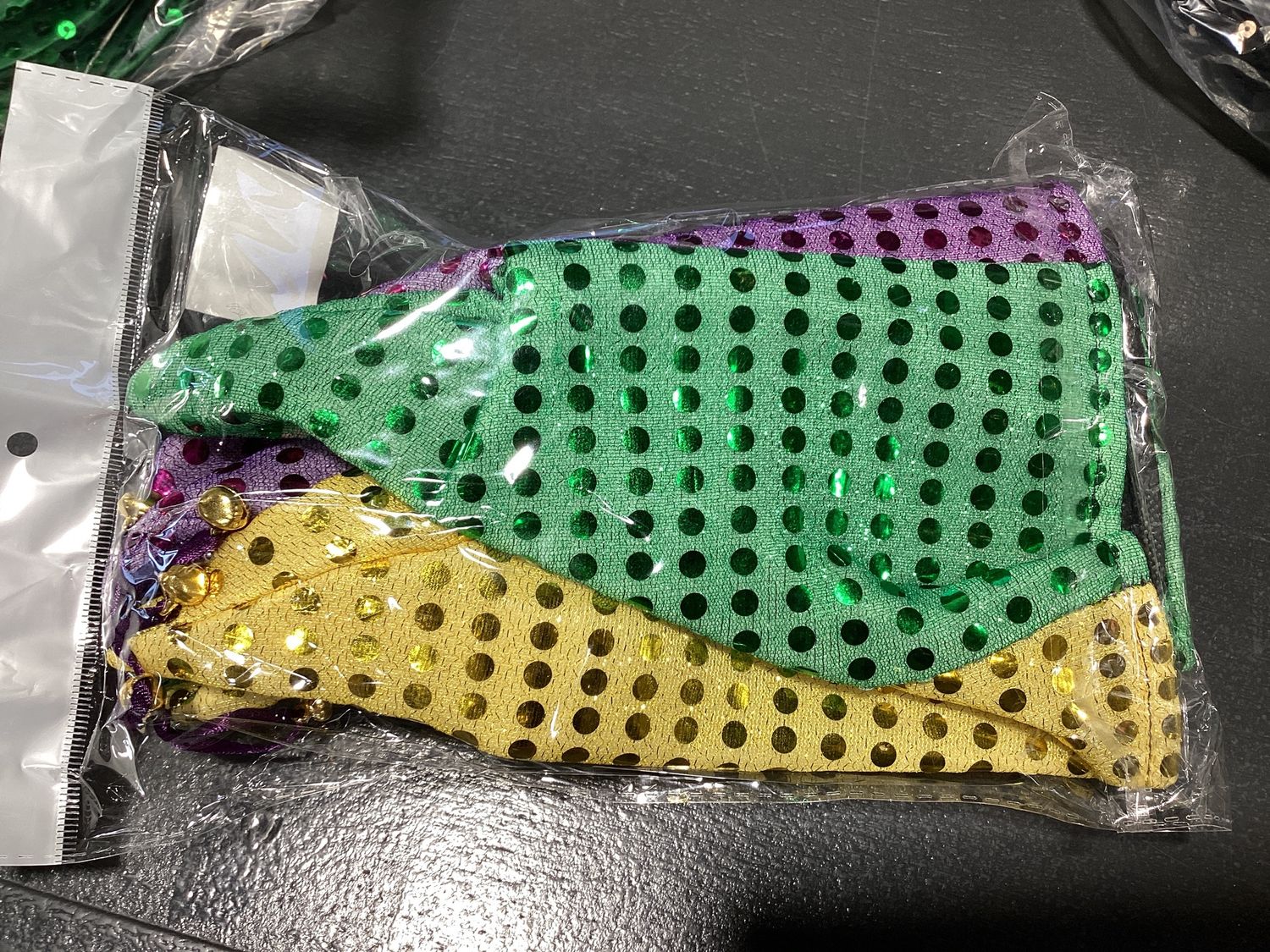 Purple, Green and Gold Sequin Jester Hat (Each)