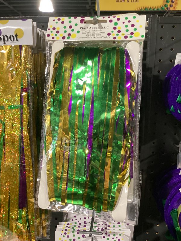 Purple, Green and Gold Metallic Table Skirt 9&#39; x 2.5&#39; (Each)