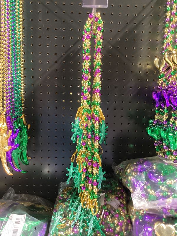 Purple, Green and Gold Necklace with 5 Alligators (Dozen)
