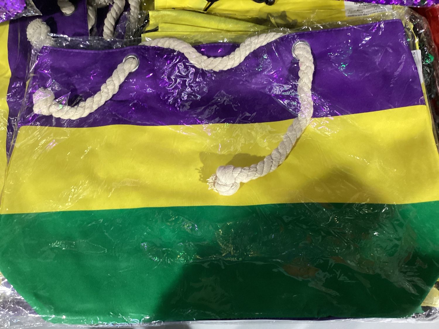 Purple, Green and Yellow Canvas Tote Bag (Each)