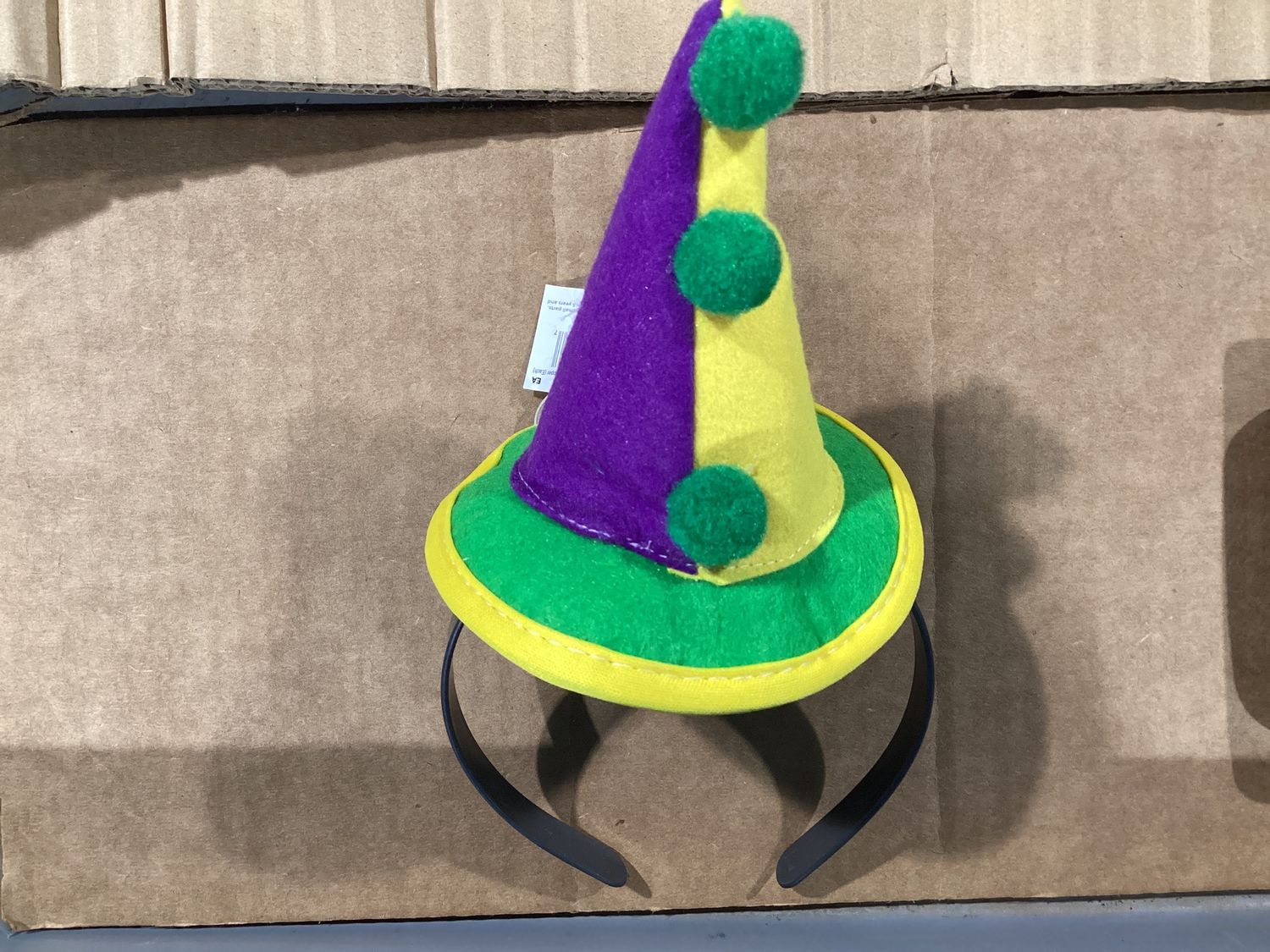 Purple, Green and Yellow Clown Hat Head Bopper (Each)