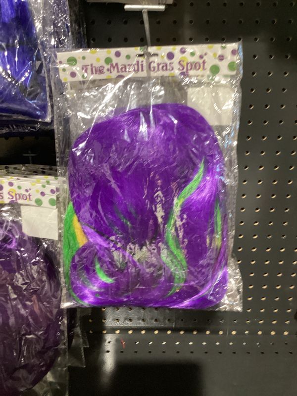 Purple, Green and Yellow Long Curled Wig (Each)