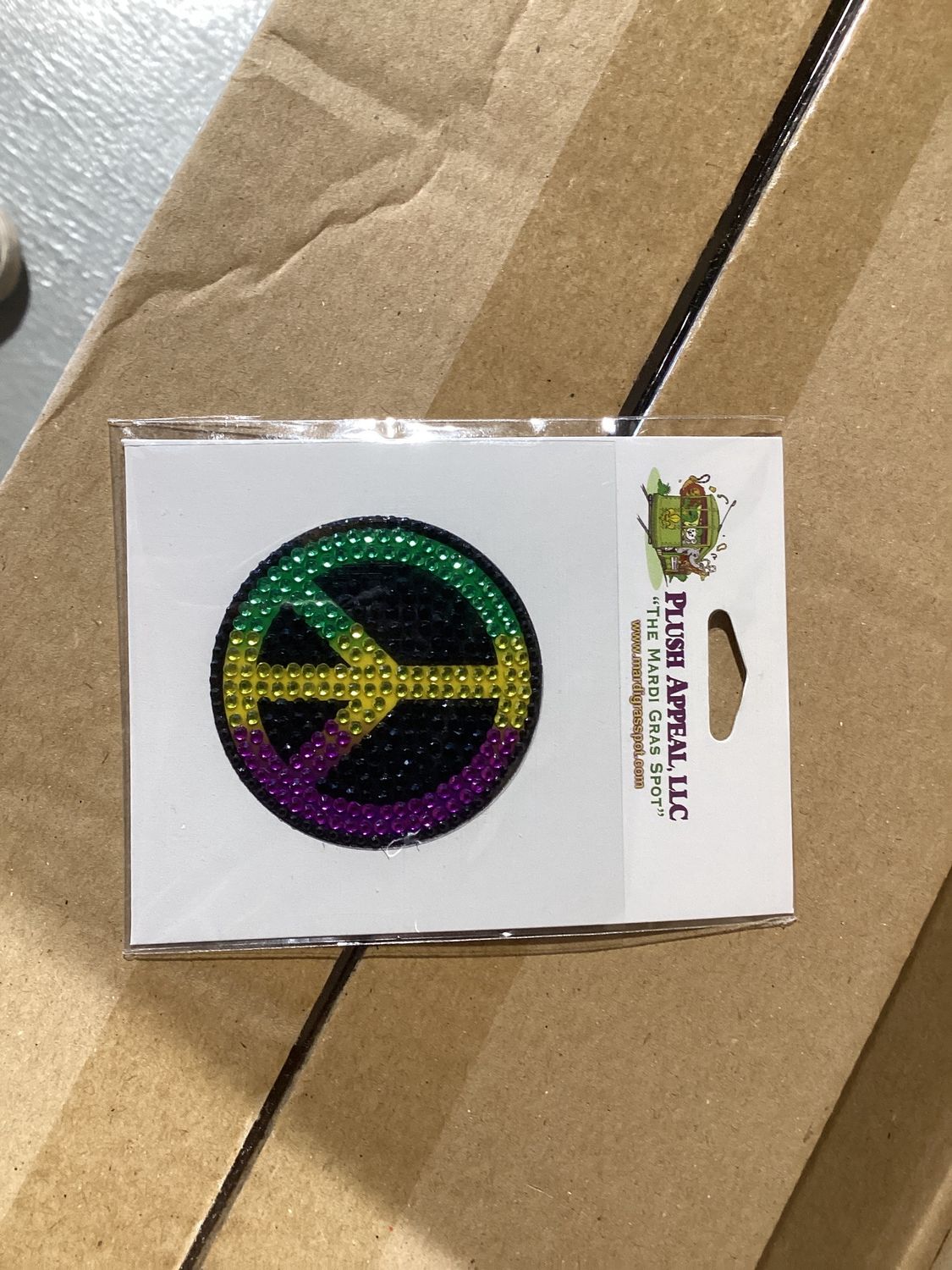 Purple, Green and Yellow Peace Sign Glitter Sticker (Each)