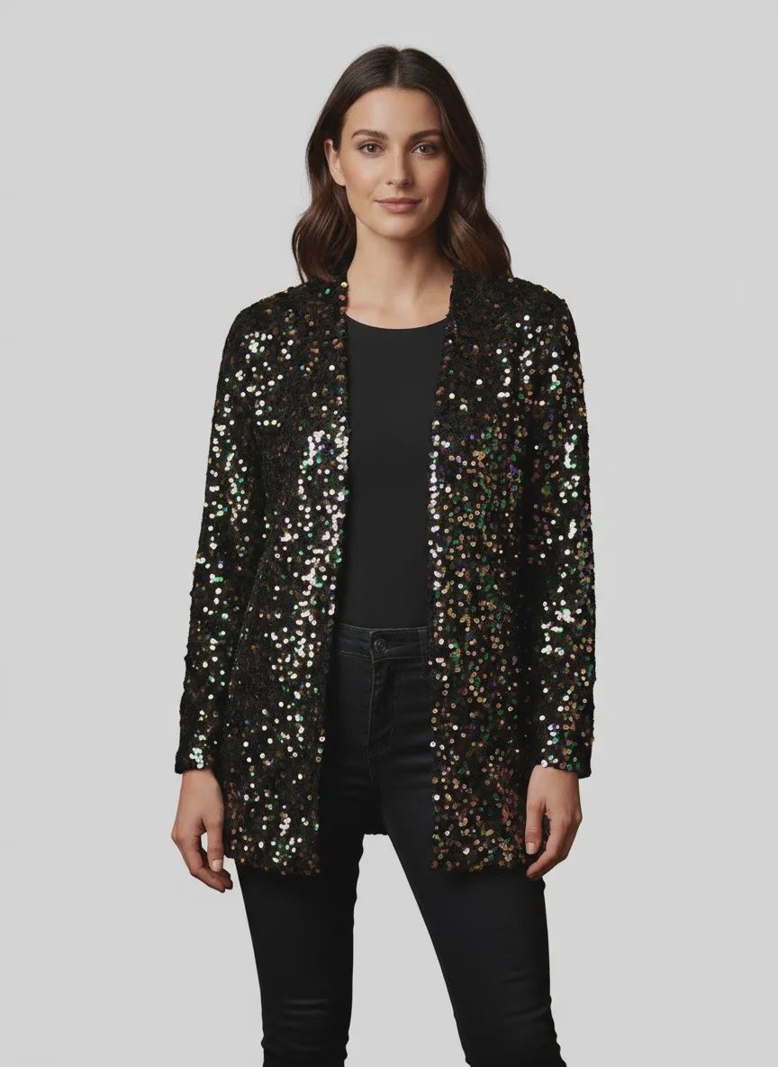 Purple, Green, and Gold Mix Sequin Mardi Gras Cardigan - Medium (Each)